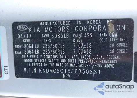 2018 Kia Sedona Ex z USA, uszkodzony, nr VIN KNDMC5C15J6350331